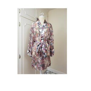 Vintage Victoria's Secret 90s Sheer Floral Robe Paisley Kimono/Short/One Size